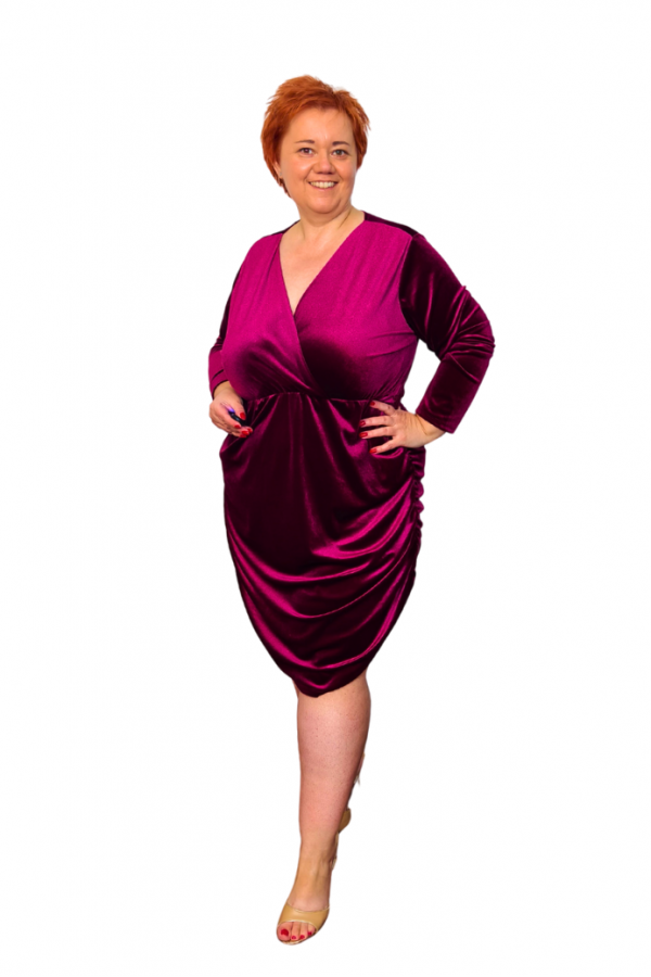 Velúrové minišaty - magenta